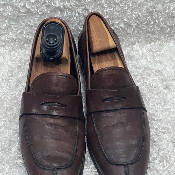 Prada Men Penny Loafers Brown Leather Slip On - Picture 2 of 14